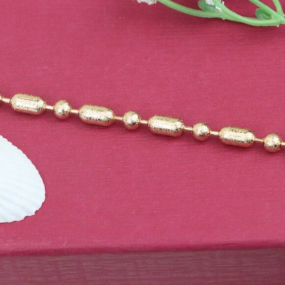 "Rose Gold Textured Bead Bracelet with Adjustable Chain, XPBL1156 - Picture 11 of 12